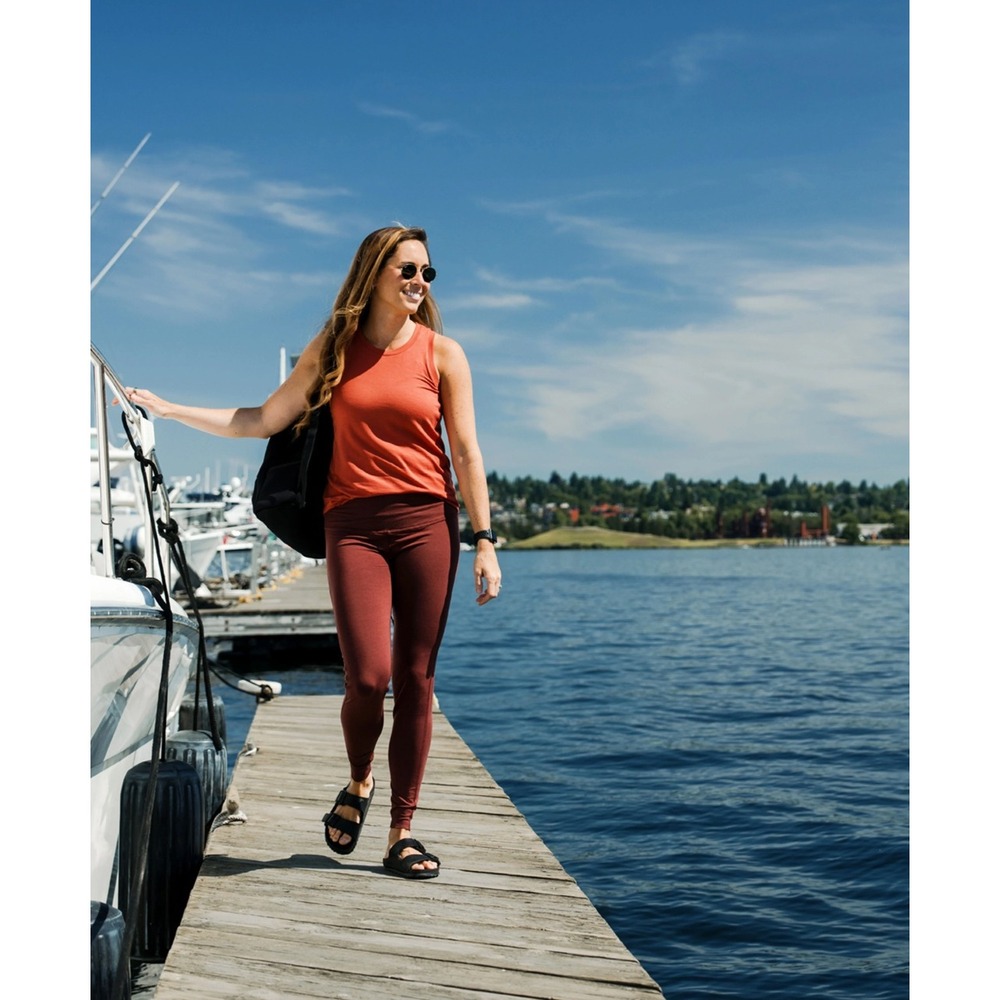 Woolly Leggings Women XXL Maroon Everyday Flex Merino Wool High Rise Activewear - Picture 2 of 13